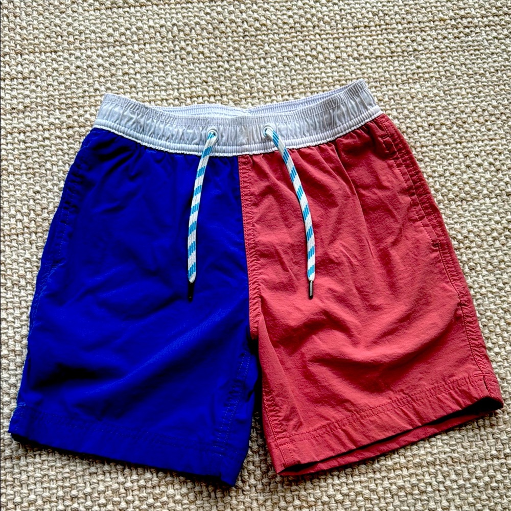J. Crew Swim Shorts Blue and Red Colorblock Design boys size 8